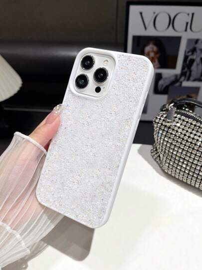 1 chiếc ốp lưng điện thoại hai chức năng sang trọng, màu trơn, đính đá lấp lánh, tương thích với các dòng Apple 17 Pro Max, 16, 15 Pro, 14, 13, 12, 11 Series