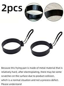 2pcs Stainless Steel Egg Rings - Non-Stick, Easy Flip, Round, Multipurpose Egg Mold, Great For Birthday, Fried Eggs, Pancakes, Omelets - Essential Kitchen Gadget - Black - View 13