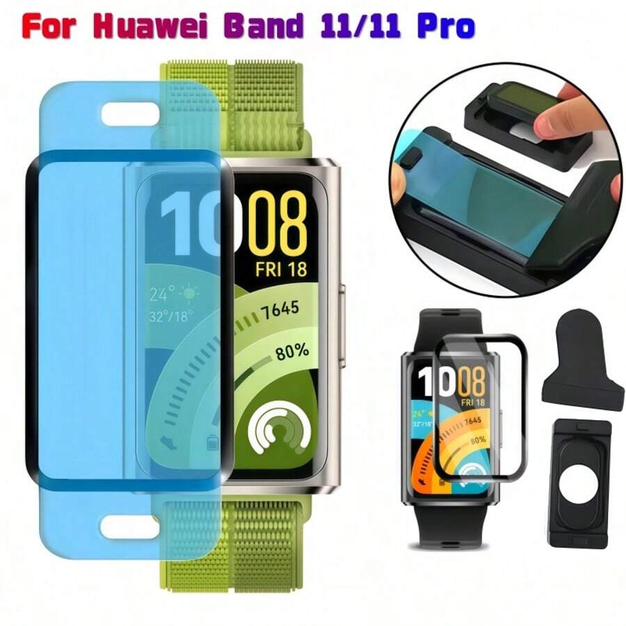 3 pièces Protecteur d'écran incurvé 3D antichoc, protecteur d'écran de montre avec couverture complète, film de protection anti-rayures et anti-traces de doigts, compatible avec Huawei Band 11/11 Pro, cadeau de la fête des mères - Transparent - Voir 1