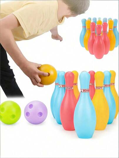 1set Plastic Bowling Set, Suitable For Beginners, Indoor And Outdoor Sports Games, Gatherings, Birthday Gift Present Gift,Educational Early Development Games Set,Party Favor,For Schools, Home, The Park
