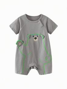 mini bala Bộ áo liền quần cho bé, mềm mại, thoáng khí, thấm hút mồ hôi, thích hợp mặc ngoài trời cho bé tập bò, mùa hè 2026. - xám nâu - Xem 4