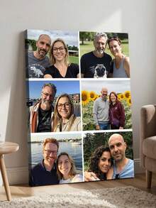 客製化 6 片拼貼畫布印畫 附框/無框牆面藝術套組，將照片印在畫布上，家庭禮物、婚禮、朋友、家居裝飾，適合客廳、臥室、走廊 - 彩色 - 查看 2
