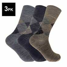 Sock Snob 3 Pack Mens Thin Warm Loose Non Elastic Lambs Wool Blend Argyle Pattern Socks For Circulation - Brown - View 1