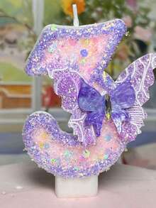 Butterfly Candle Cross-Border Pink Gradient Purple Birthday Number Candle Handmade Creative Cake Decoration Suitable For Birthday Party Cake Decoration Halloween Christmas Cake Decoration - Multicolor - View 15