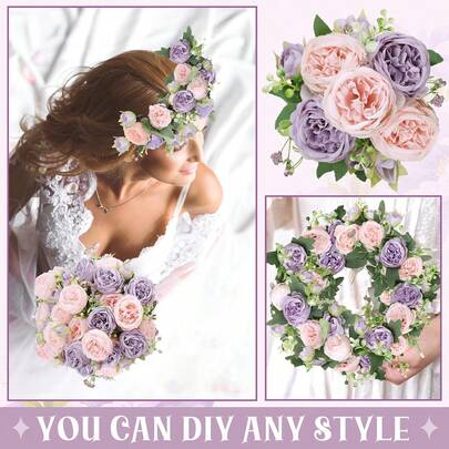 1 Bouquet Artificial Peony Flowers, Fake Peony Flower Bouquet, Suitable For Farmhouse Style Home, Boho Wedding Table Decor, Loose Fake Plastic Flowers For Vase Decoration, Birthday Gift, Graduation Ceremony