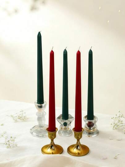 2pcs Vintage Style Smooth Pointed Candles - Scented, Pointed Candles (0.78" X 9.84"). Available In Red Or Green. Ideal For Creating Ambiance And Can Also Be Used As Photography Props. Suitable For Home Decor, Hotel Decor, Holiday Parties, Restaurant Settings, Romantic Candlelit Dinners, Tabletop Decoration, Weddings, Birthdays, And As A Precious Gift For Ladies.