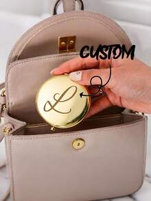 Custom Engraved Mini Makeup Mirror - Elegant Stainless Steel Material, Personalized Pocket Makeup Mirror With Magnification Function, Suitable For Bridesmaids Or Christmas Gifts - Multicolor - View 3