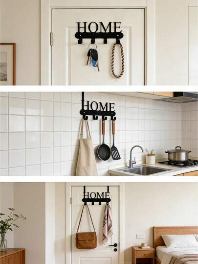 1pc Fashionable Metal Key Holder, Storage Rack, Sturdy Metal Material Hook - Easy To Install, Wall Mounted Design, Can Be Used For Organizing Keys In The Kitchen, Bathroom Or Foyer - Also Very Suitable For Hanging Jackets, Hats, Towels, Umbrellas And Bags, It Is A Decoration For Estates, Farms And Outdoor Gardens