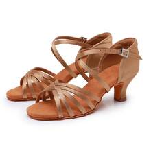 Sepatu Dansa Latin Hak 5cm/7cm, Bahan Satin, Cocok untuk Aula Dansa Profesional, Latihan Dansa Dewasa, Tersedia 3 Pilihan Warna - Aprikot - View 7