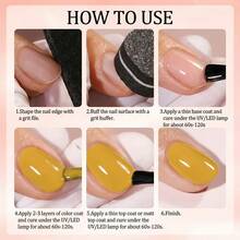 GMUME 7.5ml Amber Yellow Gel Nail Polish, Deep Mustard Color Tone, Soak-Off UV LED Nail Gel, Consistent Color With Bottle, Professional Salon Quality, Long-Lasting, Warm Autumn Tone, DIY Home Manicure, High Saturation Top Coat - Mustard Yellow - View 6