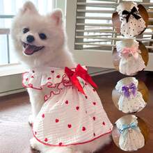 1pc Cute & Romantic Heart Shaped Ruffle Hem Dress For Pets - Red - View 2