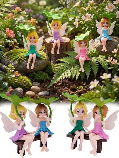 12/4pcs Resin Lotus Leaf Fairy Decorative Accessories, Car Interior Decor, Micro Landscape Ornament, Flower Pot Decor, Gift