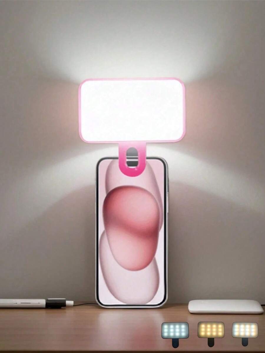 NEXOSYNTH 3-Level Adjustable Color Temperature LED Selfie Light, Rechargeable Phone Selfie Lamp, Computer Video Conference Lighting, Portable Mini Lamp