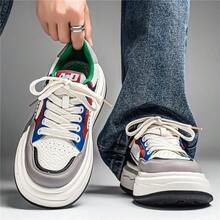 New Fashionable Versatile Contrast Color Thick Sole Casual Sneakers, Breathable Athletic Shoes - White and green - View 4