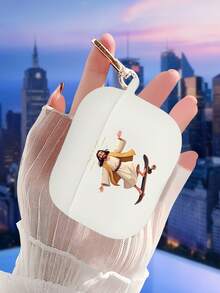 Jesus Skateboarding Cartoon Fun Pattern, Night Fluorescent Split Case, Matte Finish, Earphone Case Compatible With Apple Airpods4/3/1/2/Pro/Pro 2/Pro 3 Quality Goods, Unique Design. Fun, Cartoon-Style, Creative - View 7