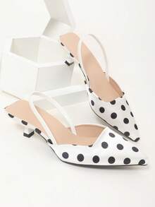 Giày sandal cao gót mũi nhọn chấm bi dành cho nữ. - trắng - Xem 2