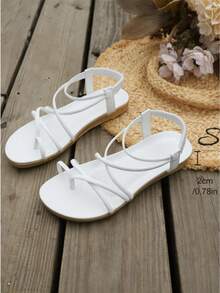 Women's Summer Simple And Stylish Sandals, Thong Slip-On Flat Sandals, Women's Flip-Flops, Suitable For Summer Wear, Beach Vacation Essentials - White - View 7