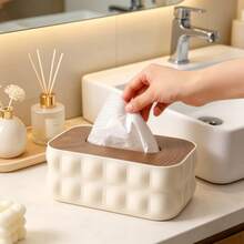 Rectangular Tissue Box, Creative Feather Design Tissue Dispenser, Large Tissue Box, Refillable Tissue Organizer, Suitable For Dining Table, Bedside, Vanity - Multicolor - View 8