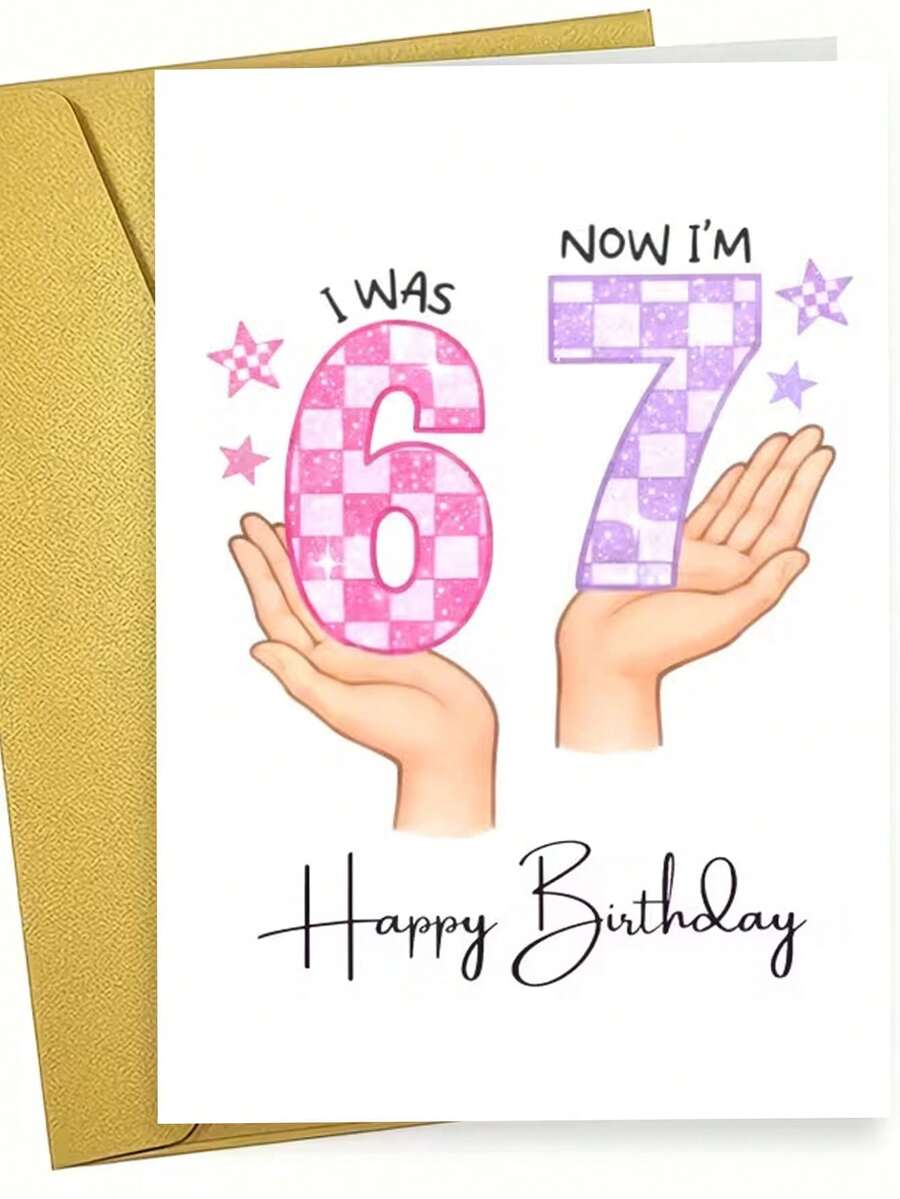 1 chiếc thiệp chúc mừng sinh nhật bé gái 7 tuổi. Bao gồm phong bì, giấy bìa dày. Thiết kế số và sao kẻ ô màu hồng và tím. Hoàn hảo cho bé gái tròn 7 tuổi – Thiệp sinh nhật dễ thương lý tưởng (12cm/4.7in X 17cm/6.7in) - phong bì màu nâu - Xem 1
