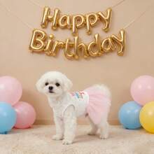 1 chiếc váy sinh nhật cho chó cưng, họa tiết bánh kem "CHÚC MỪNG SINH NHẬT", váy voan mỏng, phù hợp cho chó nhỏ/trung bình, mèo, trang phục dự tiệc sinh nhật cho thú cưng. - Hồng - Xem 5