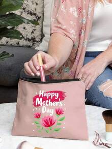 هدية عيد الأم - حقيبة مستحضرات تجميل للنساء مطبوعة بنص "عيد الأم سعيد"، مع أنماط زهور وأوراق، منظم مستحضرات التجميل، حقيبة أدوات التجميل، مناسبة للحفلات والسفر والتنقلات اليومية، وكذلك هدايا عيد الأم وعيد المعلم وغيرها من المناسبات العطلات - متعدد الألوان - مشاهدة 3