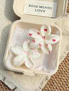 2pcs/1pc 3.15 Inch/8cm Elegant Lightweight Plastic Bow & Flower Large Hair Clips, Gentle, Cute, Versatile, High-End, Minimalist Solid Color Hair Claws Suitable For Daily, Casual, Party, Commute, Beach, Vacation, Ponytail, Bun, Face Washing, Makeup, Outfit Accessory - Multicolor - View 2