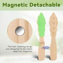 1件泰迪熊毛绒材质手持木制落叶清洁工具，便携式木制盆栽植物清洁刷，花园清洁用品 - A - 查看 7