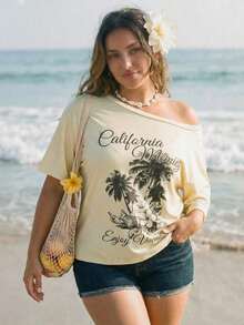 2026 Summer Collection,ICON Women's Plus Size Autumn/Winter Warm Retro Distressed Sexy Fashion Avant-Garde Bold Street Style Millennial Y2K Dark Gothic Punk Skull Rose Pattern Loose T-Shirt Gothic Summer Clothes Gothic Clothing For Women,Sizes 3–7XL, Free Shipping,  Within 24 Hours - 黃色 - 查看 8