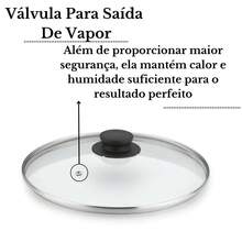 Kit 4 Tampas 10, 14, 18 e 22cm de Vidro Resistente Panelas e Frigideiras Puxador Plástico ou Madeira - Preto - Visão 6
