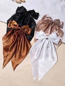 4 chiếc kẹp tóc nơ satin lớn dành cho nữ, kẹp tóc nơ dài cỡ lớn bằng lụa màu đen/trắng/kaki/nâu, kẹp tóc kiểu Pháp dễ thương, thẩm mỹ, màu trung tính, phụ kiện tóc nơ cho kỳ nghỉ, du lịch và sử dụng hàng ngày, mùa hè, du lịch, phụ kiện đội đầu. - Nhiều màu - Xem 2