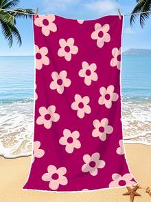 [250 g/m² Ultra Suave Secado Rápido] Toalla de Playa | Disponible en 70*140cm/90*180cm | Estampado Floral Minimalista en Rosa, Morado, Marrón | Toalla de Baño/Natación Portátil de Alta Absorción, Adecuada para Playa, Natación, Viaje, Camping, Fitness en Verano - Multicolor - Ver 14