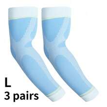 3 Unisex Outdoor Fitness Arm Sleeves: Breathable, Highly Elastic Compression Sleeves With Moisture-Wicking And Supportive Features-Perfect For Running, Cycling, And Workouts - Blue and White - View 7