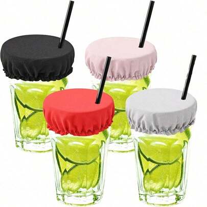 Bộ 4/1 nắp bảo vệ cốc, vỏ bọc đồ uống có cồn, nắp đậy đồ uống tái sử dụng có lỗ cắm ống hút, giá đỡ cốc cho quán bar, câu lạc bộ, tiệc tùng, ngăn chặn các vật thể không mong muốn rơi vào cốc.