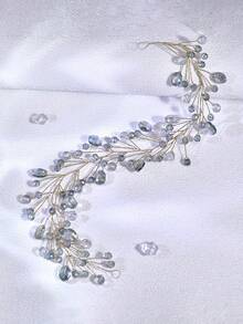 1 Stück modischer hellgrauer Kristallgürtel, minimalistischer Braut- und Hochzeitskleid-Taillengürtel, geeignet für Hochzeit, Verlobung, Damen-Taillenzubehör - Hellgrau - Übersicht 5