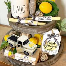1pc Mini-Lemon Truck Decoration, Lemon Decoration Home Metal Truck Decoration Mini Fake Lemon Farmhouse Table Lemon Layered Tray Summer Decoration Suitable For Home Kitchen, Mini Truck Lemon Party Decoration Yellow/Cream Color - Multicolor - View 5