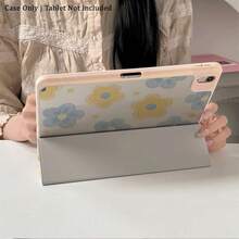 1个蓝色花卉图案透明亚克力保护套，带笔槽、多角度磁吸支架和自动休眠/唤醒功能，平板电脑保护套 - 彩色 - 查看 6