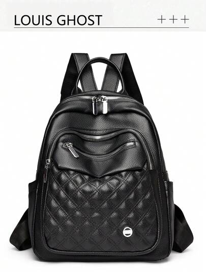 [Available In Multiple Colors] Stylish Quilted Backpack | Lightweight Versatile Commuter Travel Bag Featuring Classic Diamond Shaped Quilting And A Wavy Ipper Pocket Design For A Layered Look, The Main Compartment Offers Ample Space To Easily Store Laptops