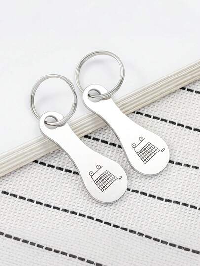2 adet Paslanmaz Çelik Alışveriş Sepeti Anahtarlık, Alışveriş Sepeti Logolu, Klasik Minimalist Tasarım, Hem Erkekler Hem Kadınlar İçin Günlük Kullanıma Uygun