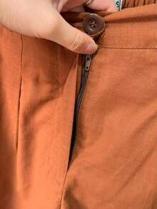Linen Shirt And Shorts Set (2 Pieces) - Coral Orange - View 5
