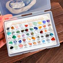 Akinenerston 50Kinds Of Natural Gem, Including Tiger Eye, Amethyst, Citrine, Aquamarine, Etc., Suitable For Home Decoration, Interior Decoration, Gift Giving, Collection, Scientific Research, Children's Unique Birthday Gift - 50 Kinds Of Gem + Illust - View 4