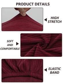 1pc Corn Kernel Jacquard Outdoor Sofa Seat Cushion Cover, Water-Resistant Solid Color Polyester Elastic Removable Half-Wrapped Sofa Cushion Cover, For Patio, Terrace, Garden Sofa - Burgundy - View 2