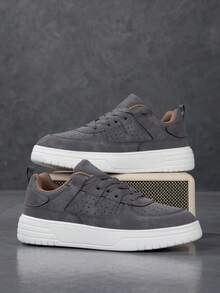 女士休闲帆布鞋，时尚百搭白色平底鞋，轻便舒适的运动鞋 - 深灰色 - 查看 6