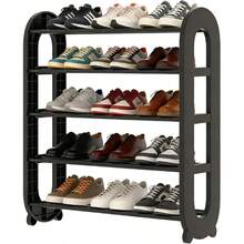 2026 New Shoe Rack Adjuster, 5-Tier Shoe Cabinet Organizer, Unique Design, Easy Assembly, For Wardrobe And Entryway, Black - View 6