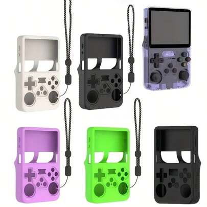 Suitable For R36S Game Console Soft Silicone Case, Anti-Drop And Shockproof Protective Case For R36S Silicone Protective Case, Compatible With R36 S Handheld Game Console Accessories, Anti-Scratch Washable Soft Sleeve Cover With Lanyard