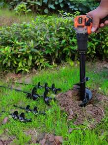 1pc Black Heavy Duty Plant Auger Drill Bit - Available In Multiple Sizes, Metal Steel Construction, 3/8" Hex Shank - Metal Gardening Tool Accessory And Planter Attachment, Ideal For Gardening And Planting - Multicolor - View 2