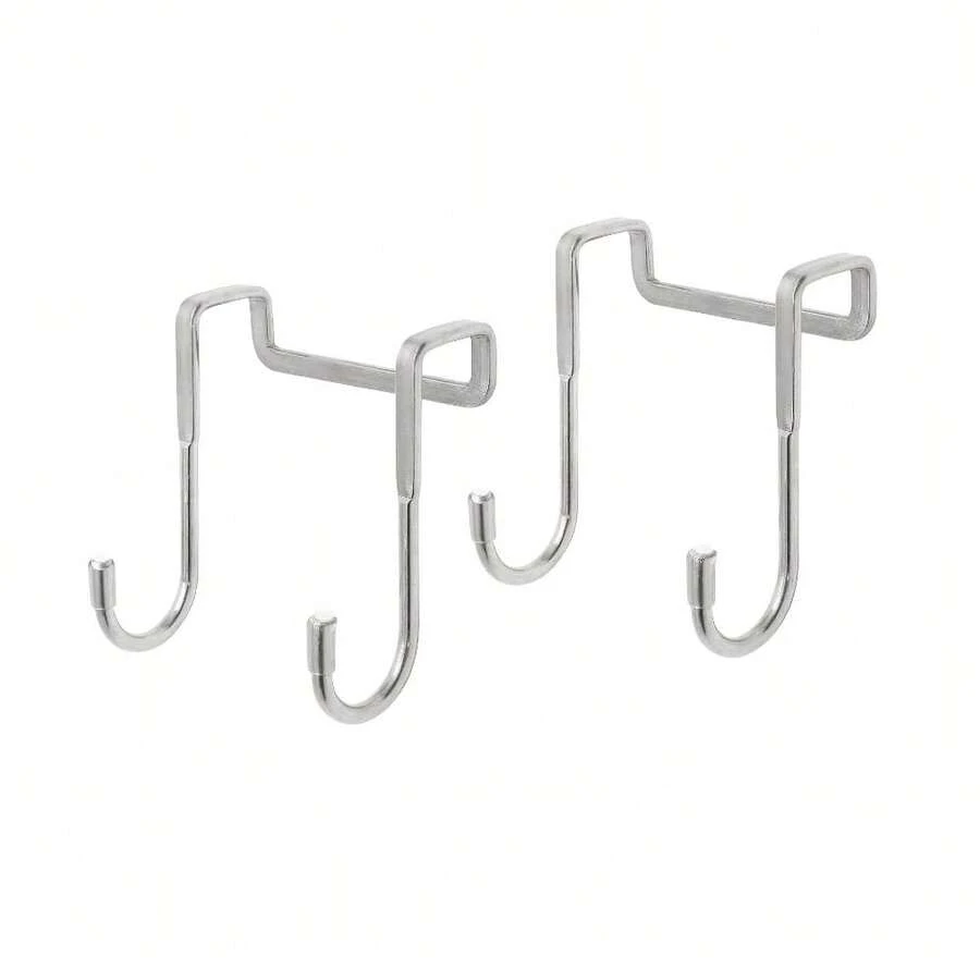 2pcs Stainless Steel Double S-Shaped Hooks, Easy Installation, Suitable For Kitchen, Bathroom Or Cabinet, Can Hang Clothes, Towels And Storage - 2PCS - View 1