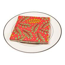 IOOJA 20/50pcs 2-Ply Unfolded Size 33*33cm Red Background Leaf Pattern Printed Party Napkins, Disposable Tissue Paper Suitable For Theme Parties, Essential For Company Events, Friends Gatherings - Multicolor - View 7