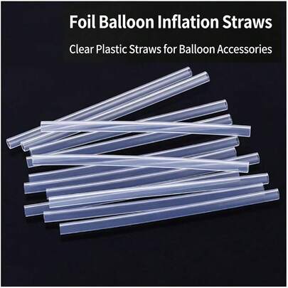 20 Stücke Ballon Dekorationszubehör, transparente Folie Ballons mit Blasstrohhalmen