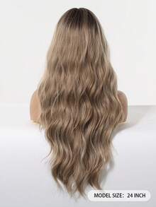 Tóc giả dài 24 inch màu nâu ombre gợn sóng có mái, phù hợp cho nữ, chịu nhiệt, kiểu dáng tự nhiên, thích hợp cho sử dụng hàng ngày, dự tiệc, cosplay. - Màu nâu ombre - Xem 6