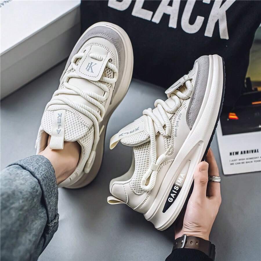 Giày thể thao đế thấp, giày sneaker đế dày, giày dép, giày thể thao thời trang, mềm mại và thoáng khí. - Màu be - Xem 1